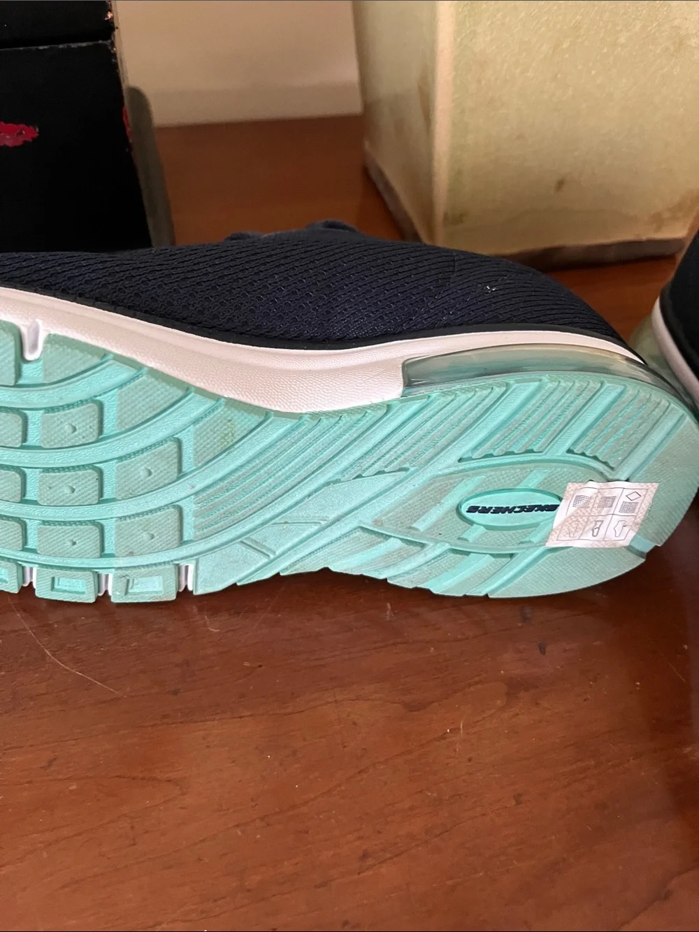 Skechers Women's Navy Sneakers with Mint Green Accents